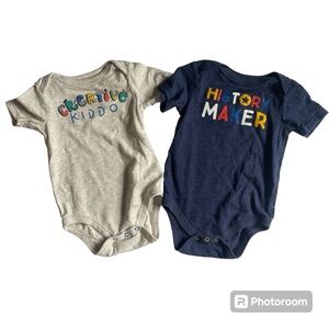 Set of 2 Cat & Jack onesies, size 3-6 months, history maker, creative kiddo